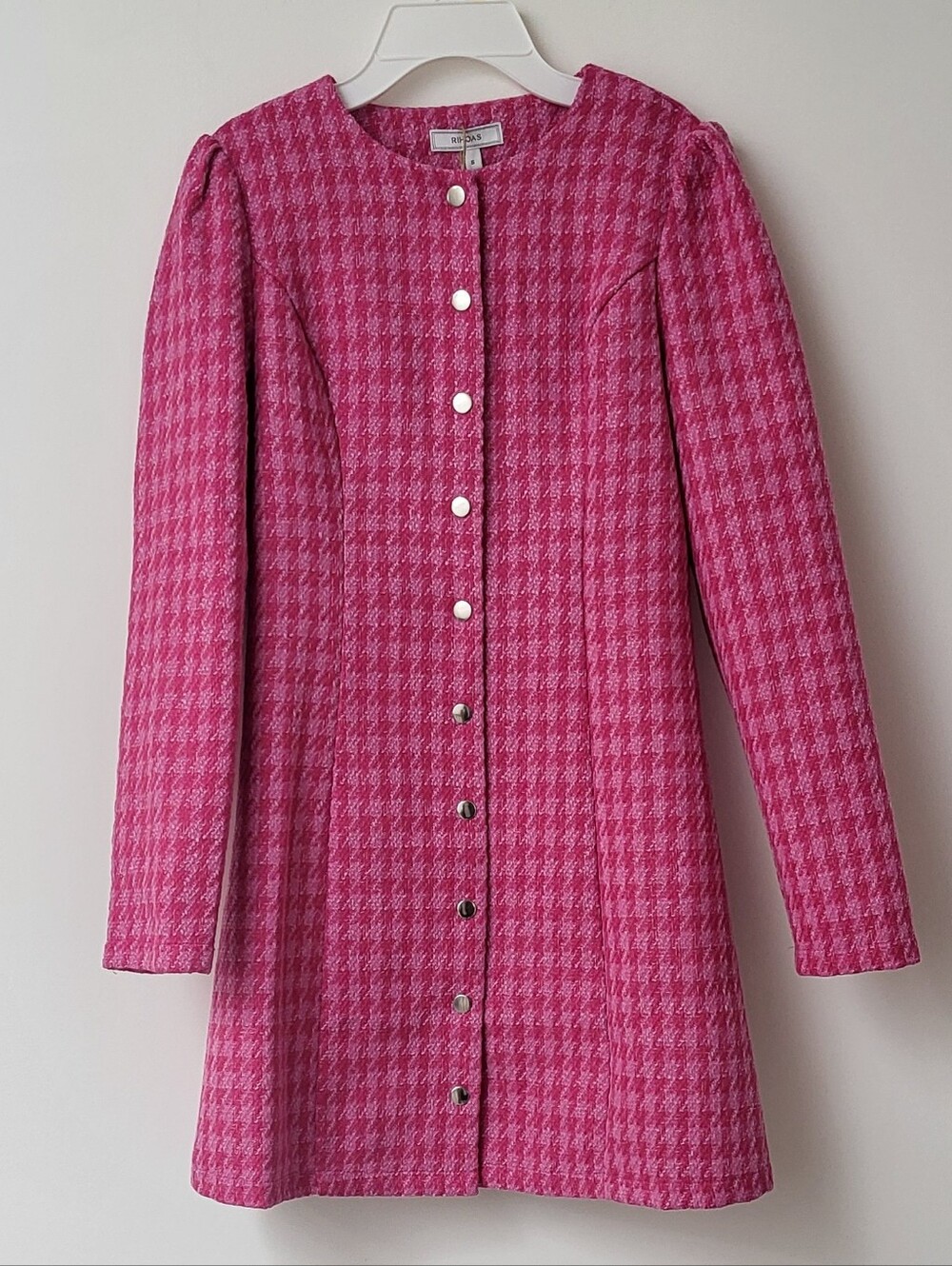 RIHOAS Hot Pink Houndstooth Coat Dress